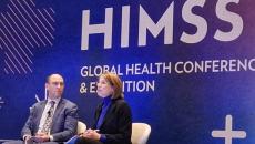 Tom Leary, senior vice president and head of government relations at HIMSS, and Janet Hamilton, executive director, CSTE, at the HIMSS25 conference in Las Vegas Monday.
