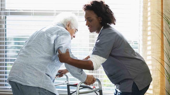home healthcare worker with a patient