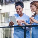 Healthcare workers talking